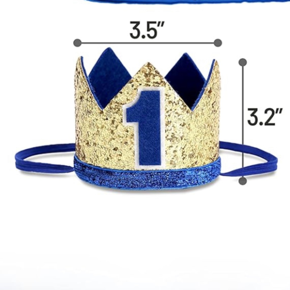 New in Box 1st Birthday Crown Gold and Blue
